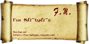 Fux Mátyás névjegykártya